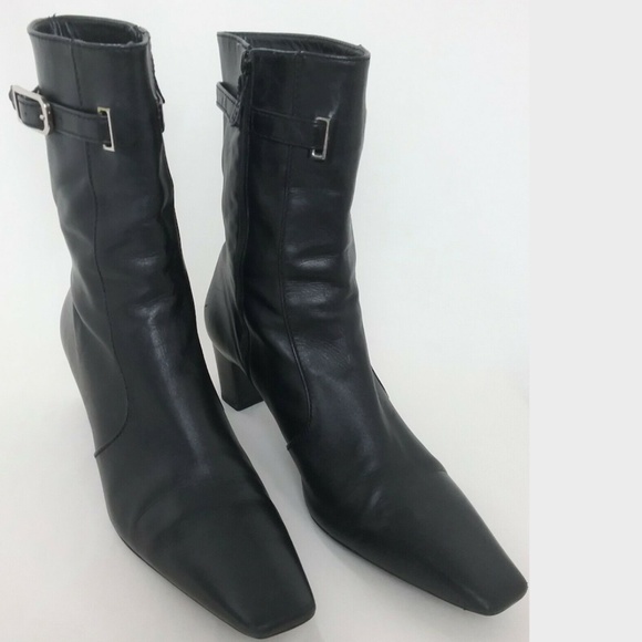 ๐ Cole Haan Black Leather Booties Boot 6ยฝ N Nike - Picture 10 of 12